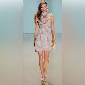 🌷Betsey Johnson 🌷Teal Vintage Floral Dress. Size 4